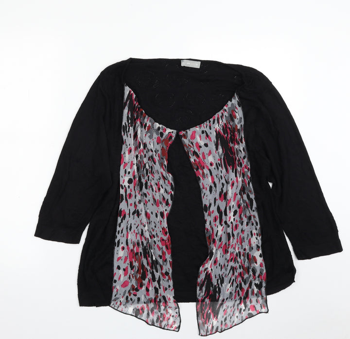 Per Una Womens Black Boat Neck Animal Print Viscose Pullover Jumper Size 20