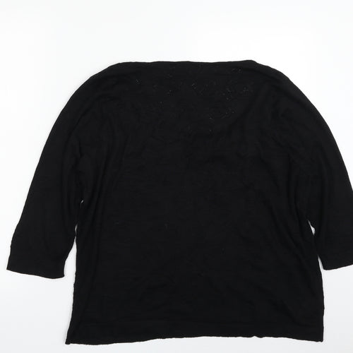 Per Una Womens Black Boat Neck Animal Print Viscose Pullover Jumper Size 20