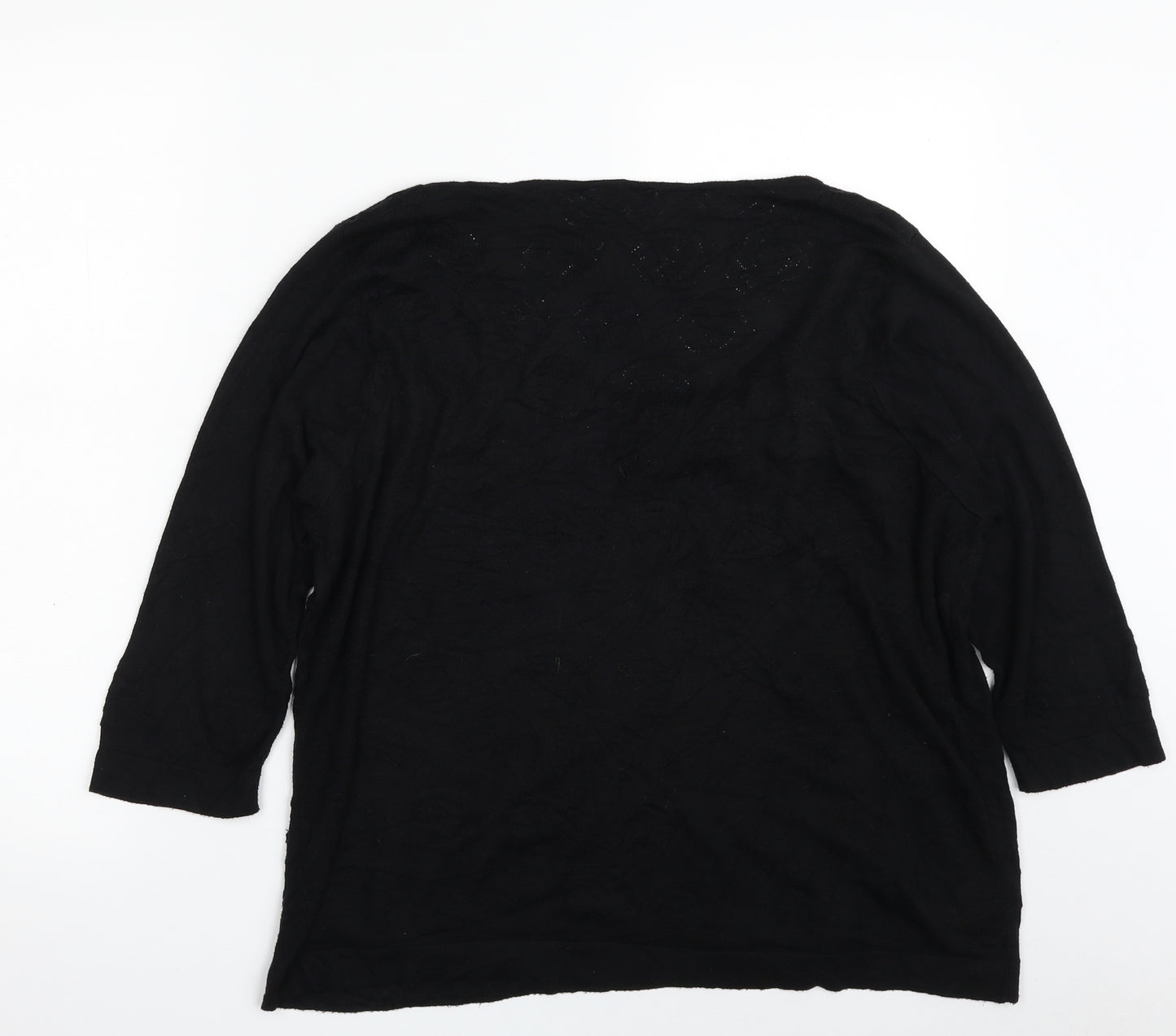 Per Una Womens Black Boat Neck Animal Print Viscose Pullover Jumper Size 20