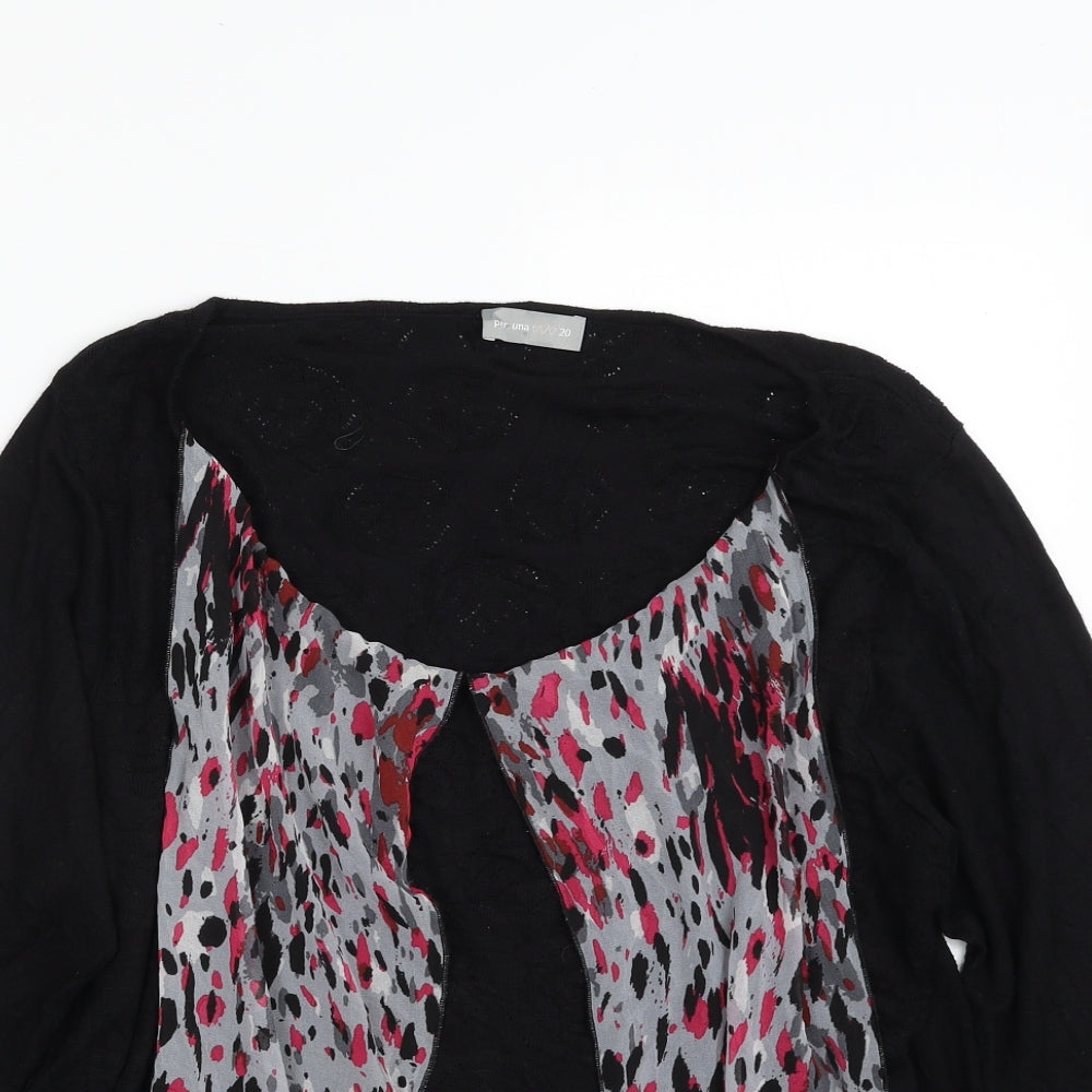 Per Una Womens Black Boat Neck Animal Print Viscose Pullover Jumper Size 20