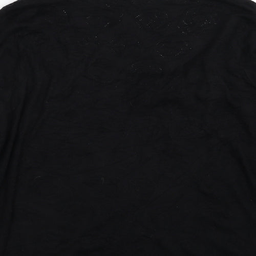 Per Una Womens Black Boat Neck Animal Print Viscose Pullover Jumper Size 20