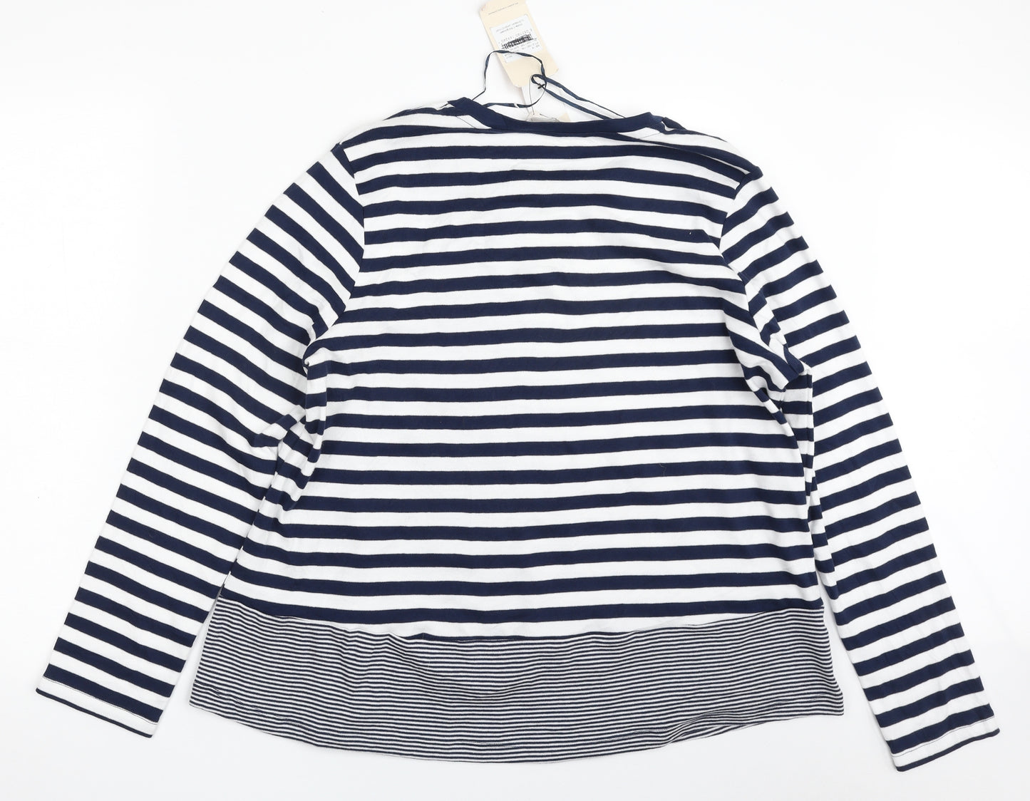 TU Womens Blue Crew Neck Striped 100% Cotton Pullover Jumper Size 18