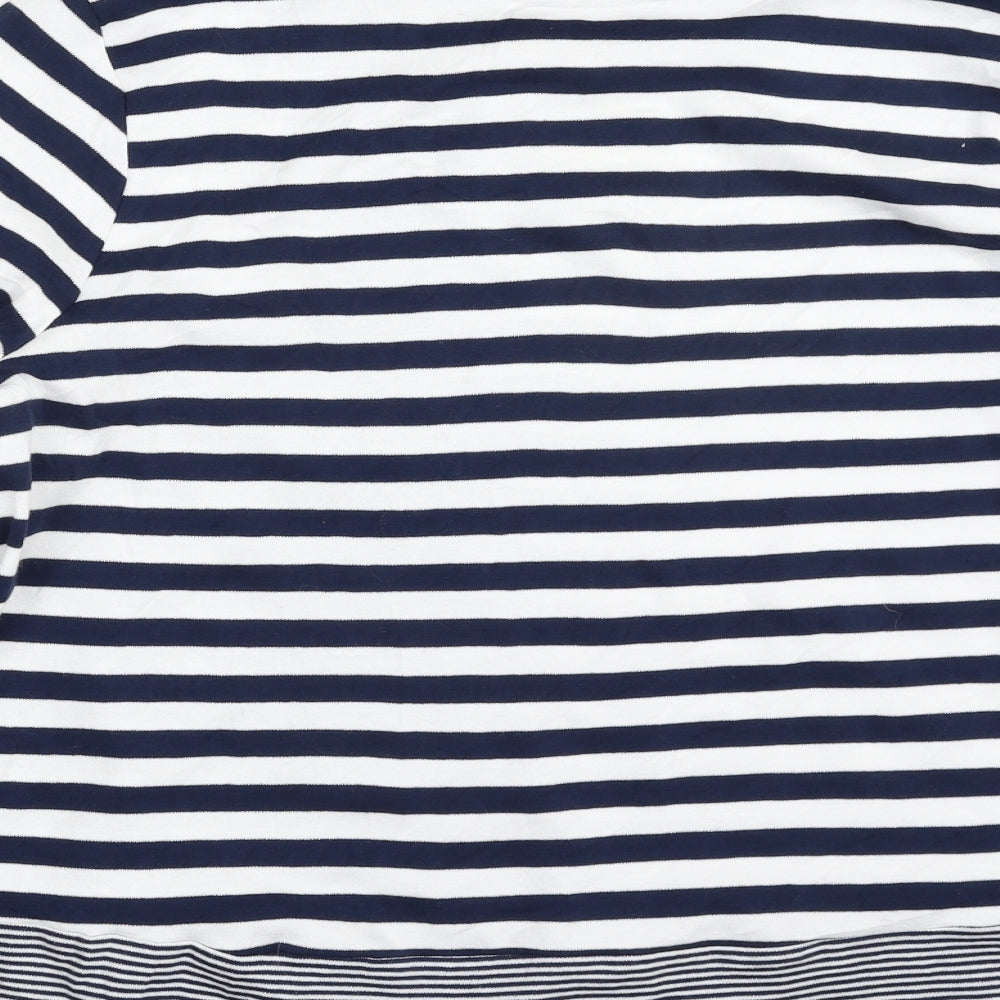 TU Womens Blue Crew Neck Striped 100% Cotton Pullover Jumper Size 18