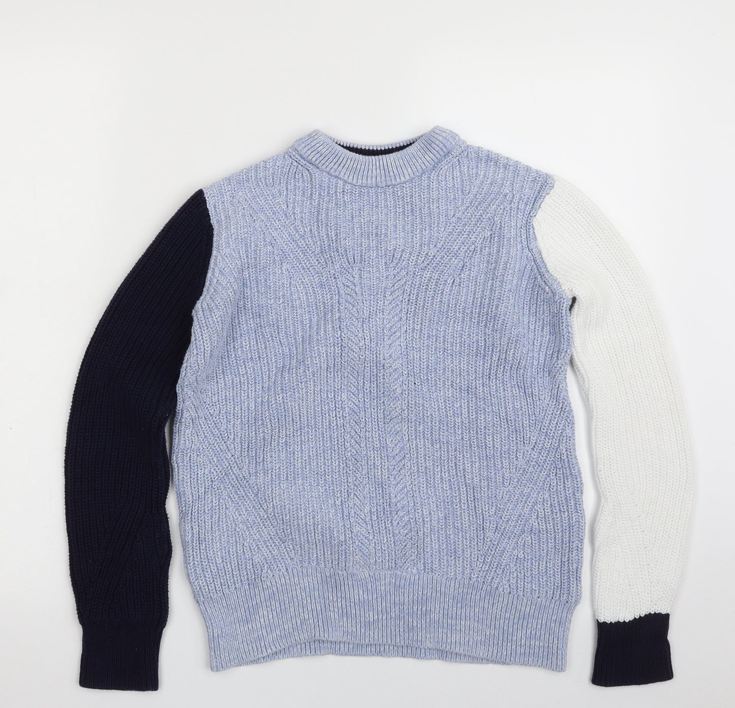 Marks and Spencer Womens Blue Crew Neck  100% Cotton Pullover Jumper Size XS