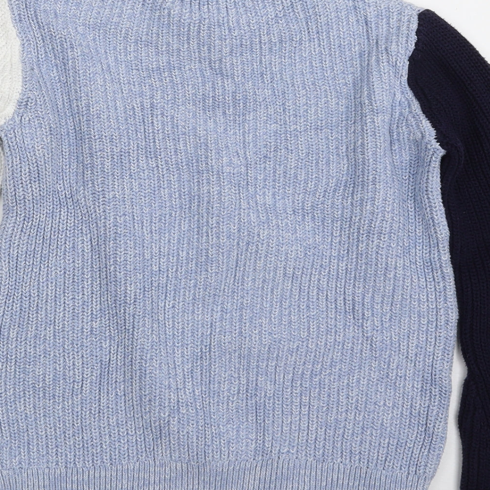 Marks and Spencer Womens Blue Crew Neck  100% Cotton Pullover Jumper Size XS