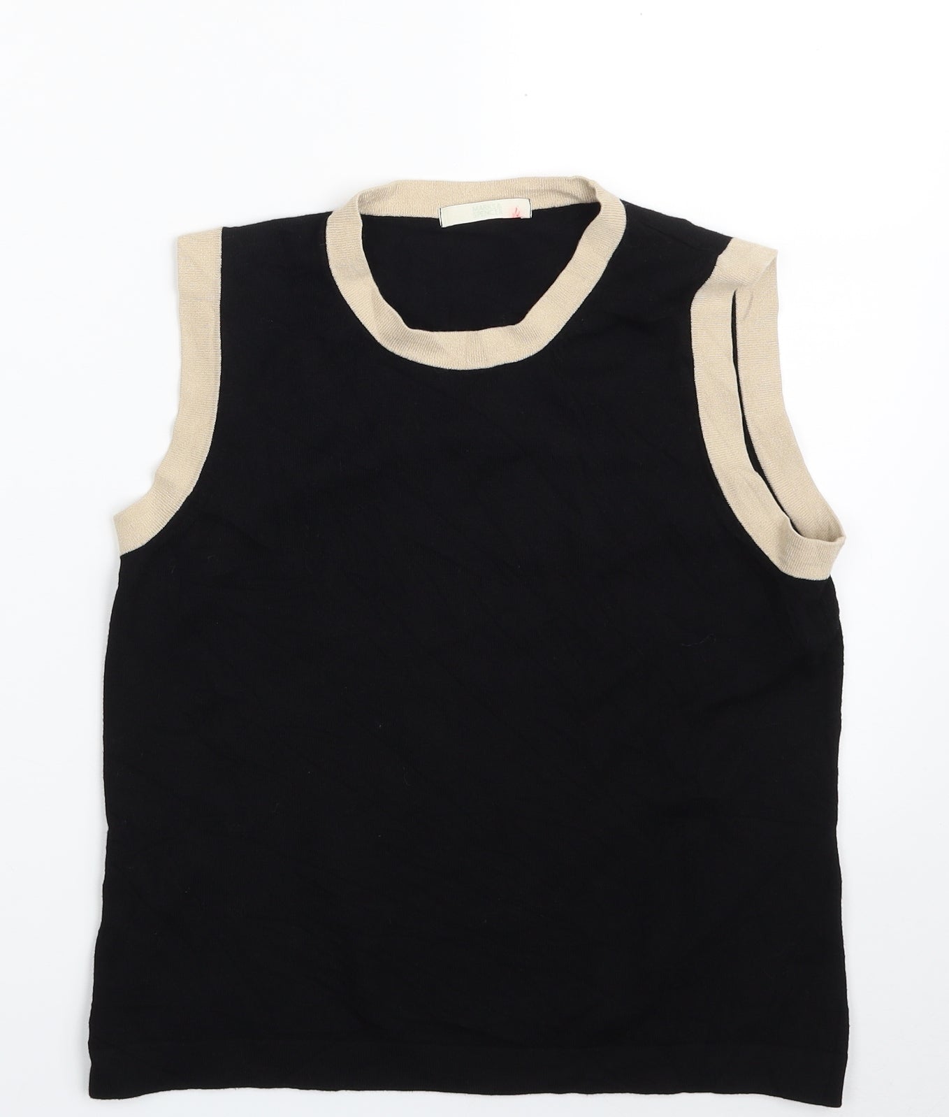 Marks and Spencer Womens Black Scoop Neck  Viscose Vest Jumper Size 16