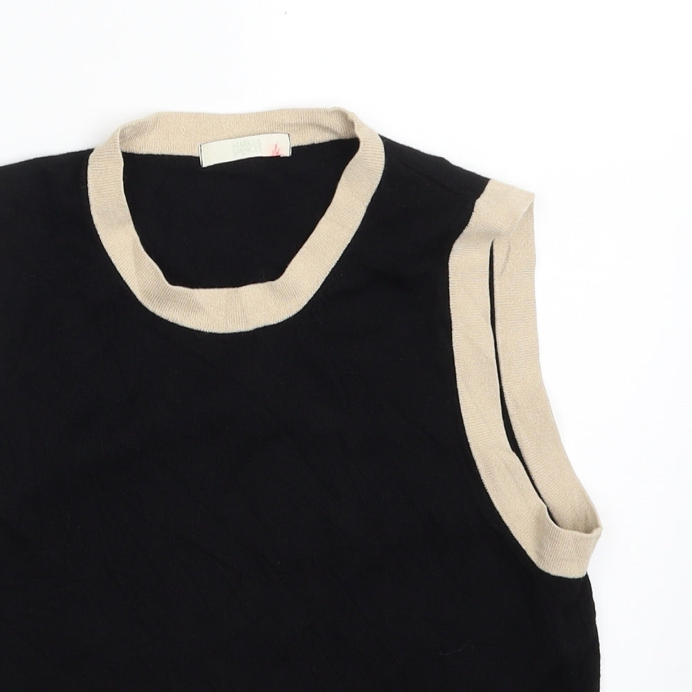 Marks and Spencer Womens Black Scoop Neck  Viscose Vest Jumper Size 16