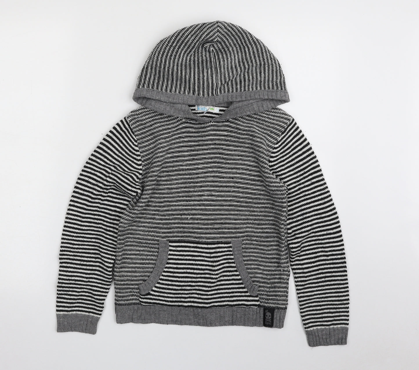 M&Co Boys Black Round Neck Striped Acrylic Pullover Jumper Size 9-10 Years  Pullover - EPIC