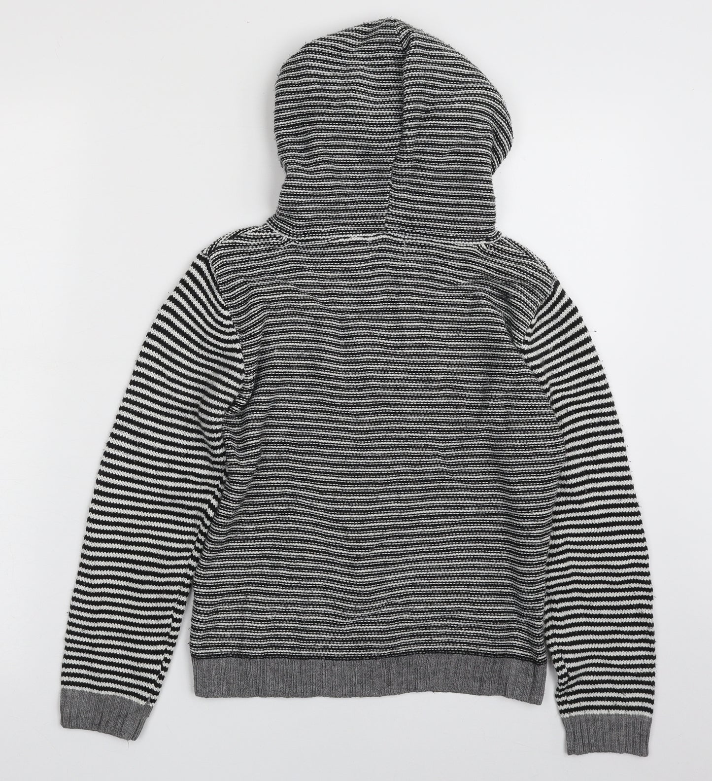 M&Co Boys Black Round Neck Striped Acrylic Pullover Jumper Size 9-10 Years  Pullover - EPIC