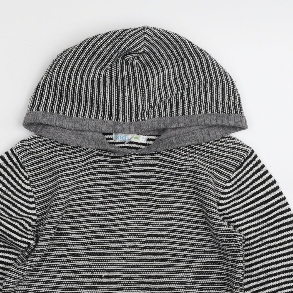 M&Co Boys Black Round Neck Striped Acrylic Pullover Jumper Size 9-10 Years  Pullover - EPIC