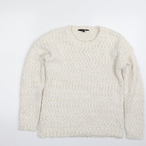 Amara Reya Womens Beige Scoop Neck  Polyester Pullover Jumper Size M