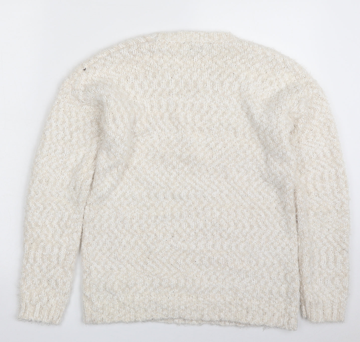 Amara Reya Womens Beige Scoop Neck  Polyester Pullover Jumper Size M