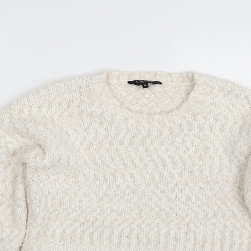 Amara Reya Womens Beige Scoop Neck  Polyester Pullover Jumper Size M