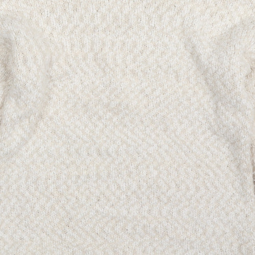 Amara Reya Womens Beige Scoop Neck  Polyester Pullover Jumper Size M