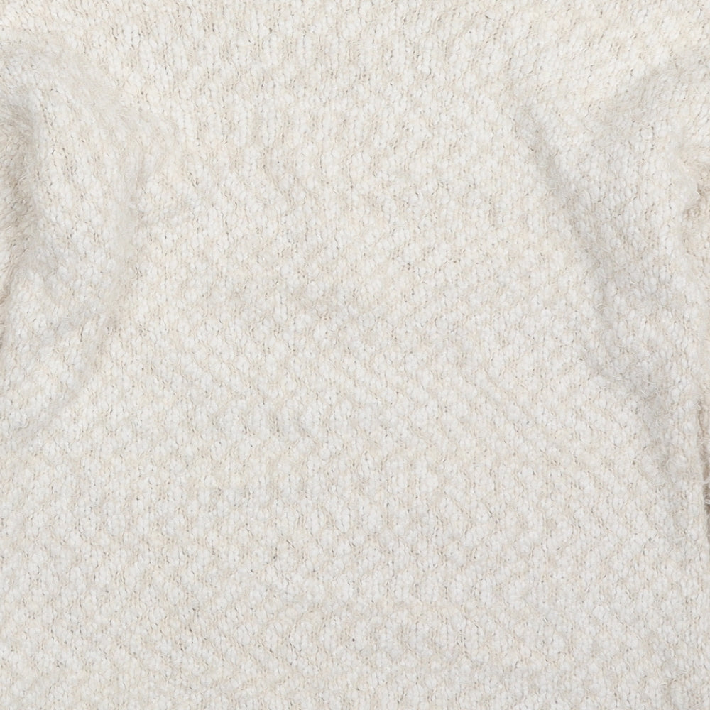 Amara Reya Womens Beige Scoop Neck  Polyester Pullover Jumper Size M