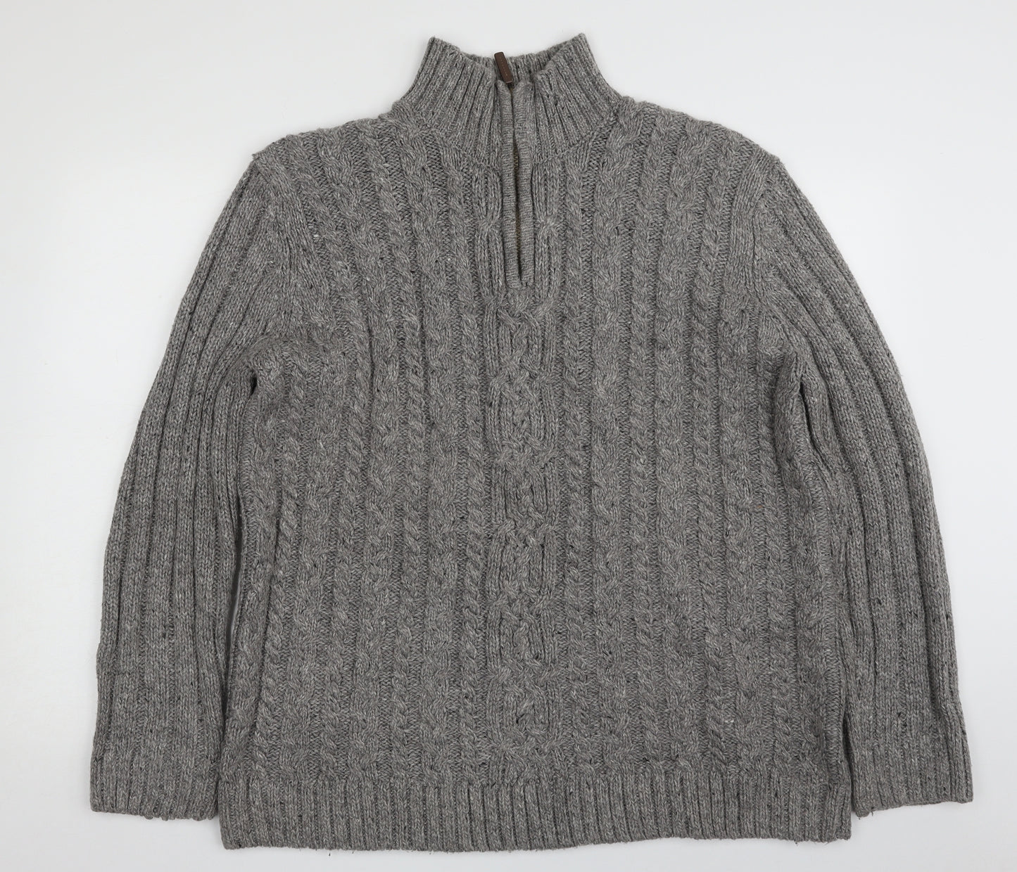 TU Mens Grey High Neck  Acrylic Pullover Jumper Size 2XL