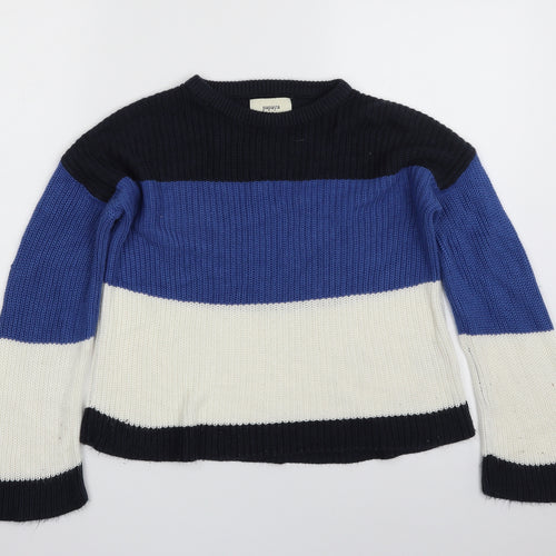 Papaya Womens Multicoloured Crew Neck Striped Acrylic Pullover Jumper Size M   - Colourblock