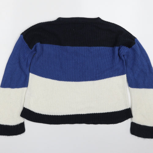 Papaya Womens Multicoloured Crew Neck Striped Acrylic Pullover Jumper Size M   - Colourblock