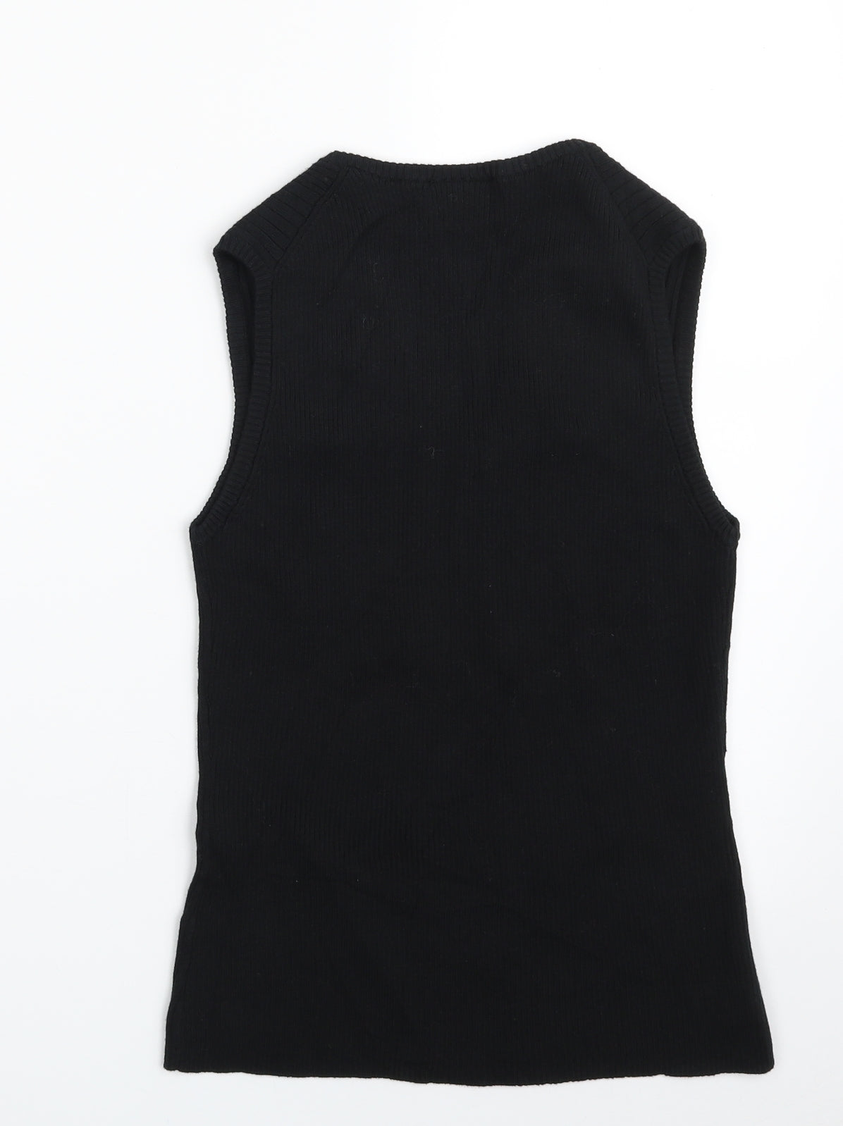 NEXT Womens Black V-Neck  Cotton Vest Jumper Size 14