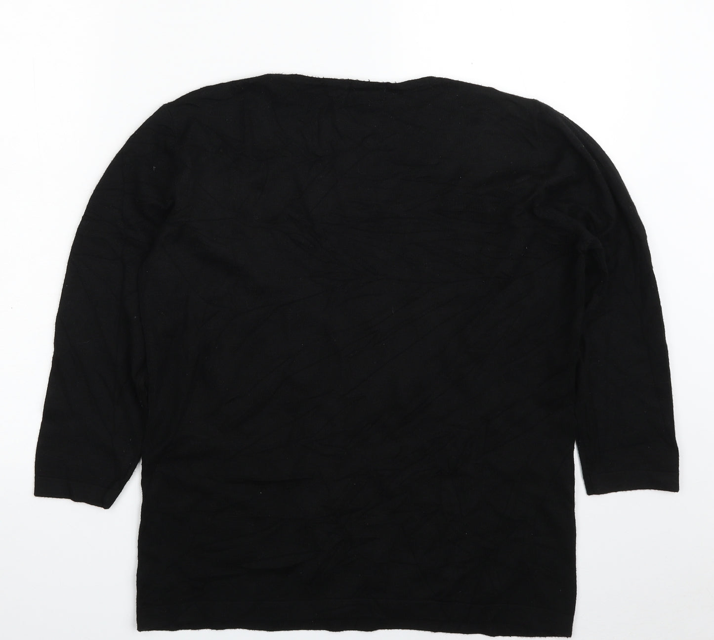 Just Elegance Womens Black Scoop Neck Polka Dot Viscose Pullover Jumper Size L