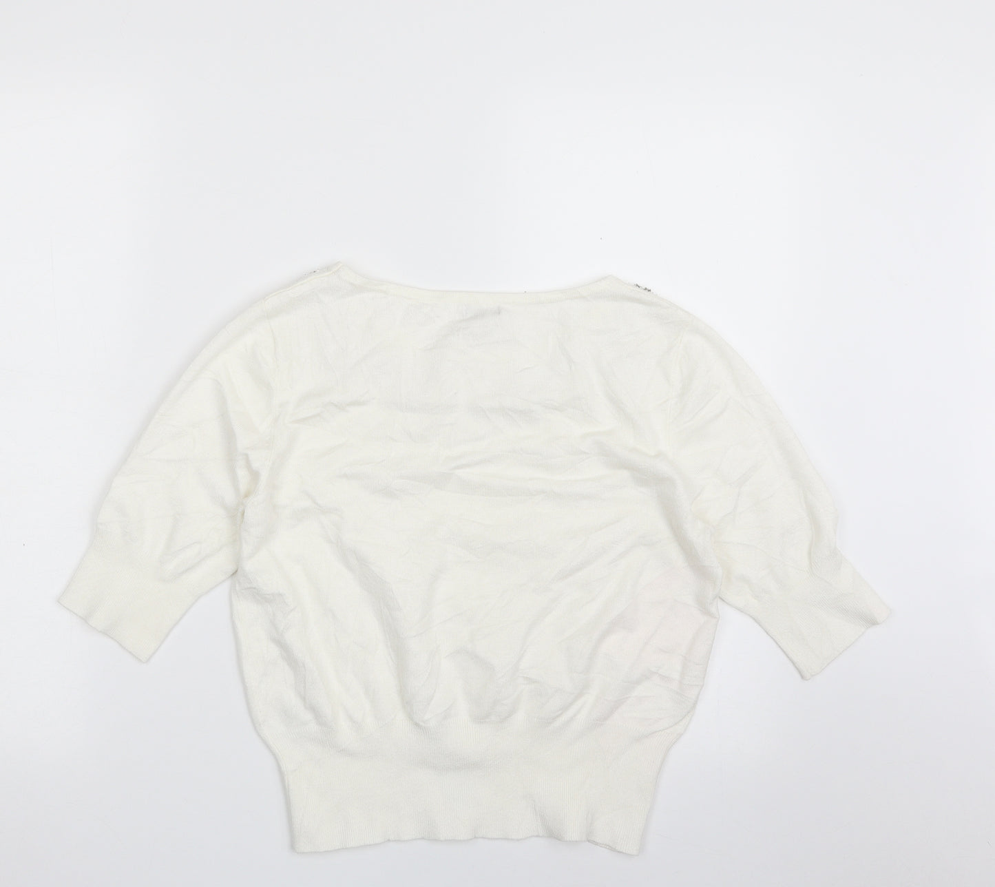 M&Co Womens Ivory Boat Neck  Viscose Pullover Jumper Size 14