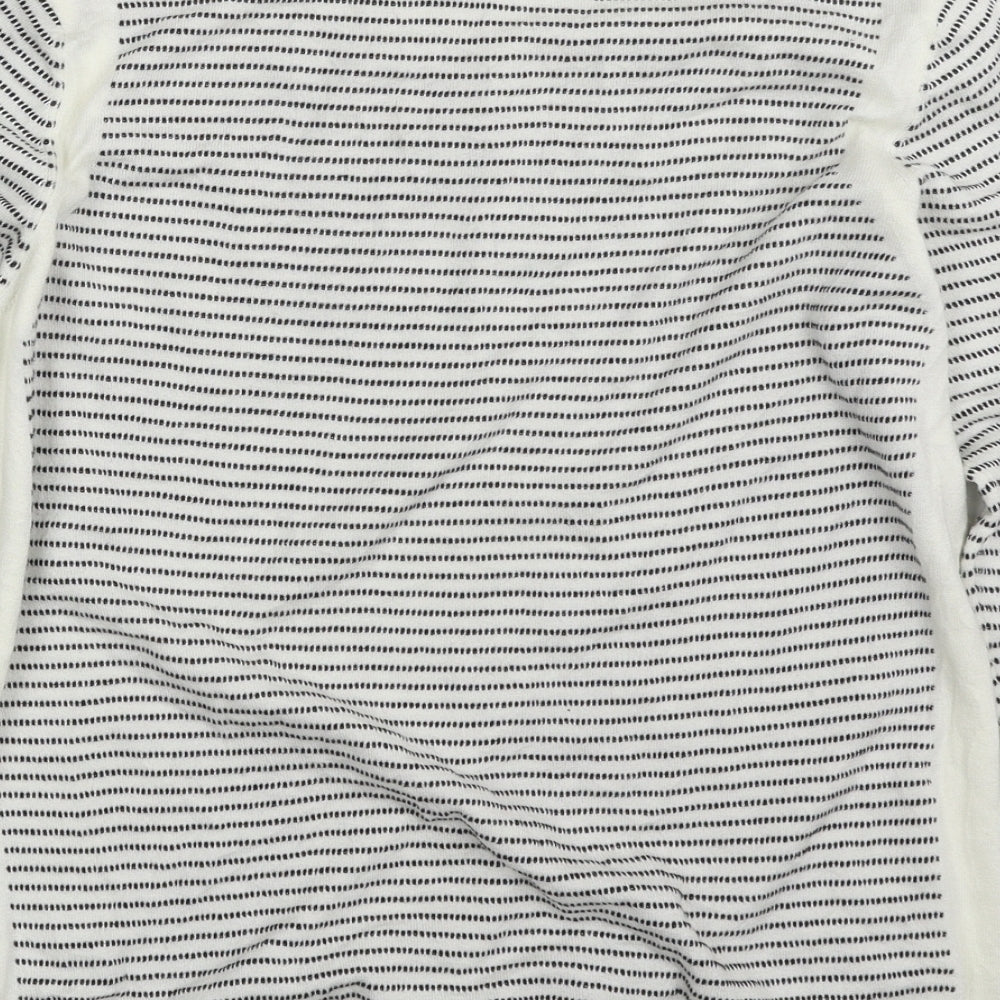 Marks and Spencer Womens Ivory Crew Neck Striped Acrylic Pullover Jumper Size 16