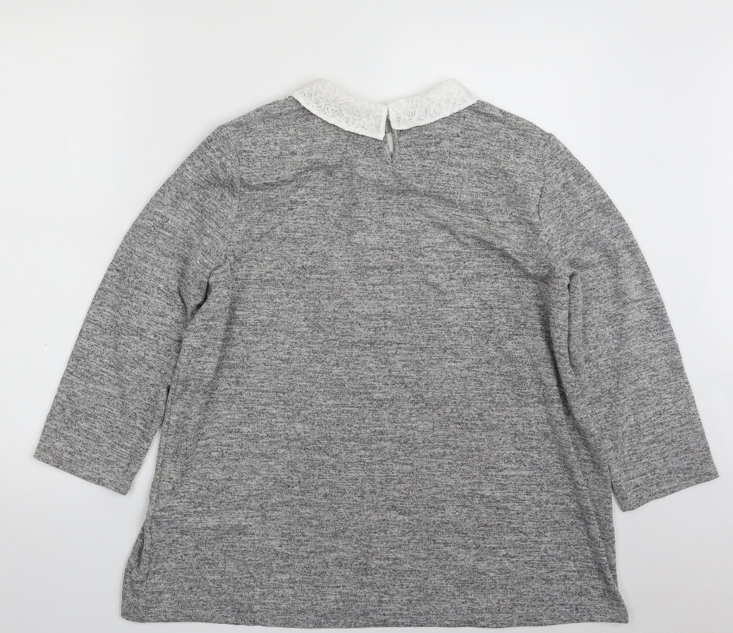 TU Womens Grey Collared  Polyester Pullover Jumper Size 20