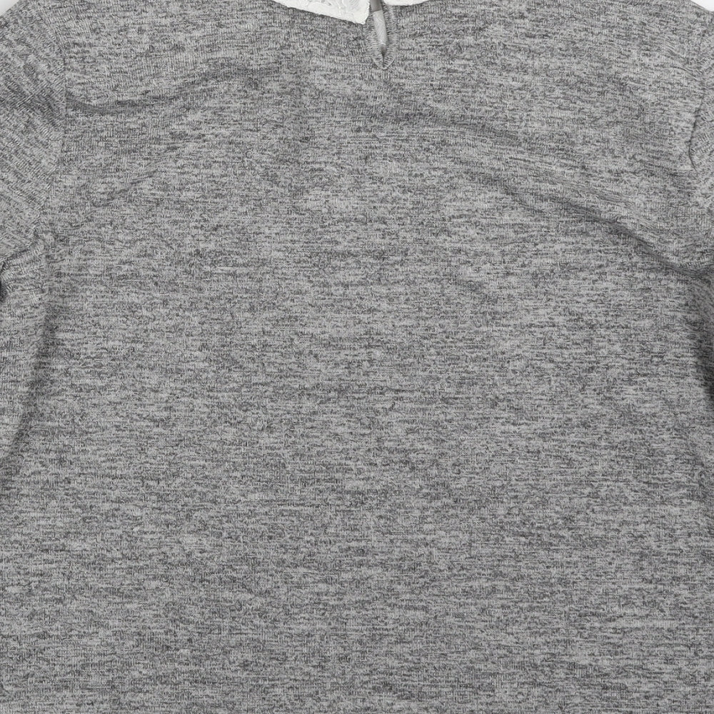 TU Womens Grey Collared  Polyester Pullover Jumper Size 20