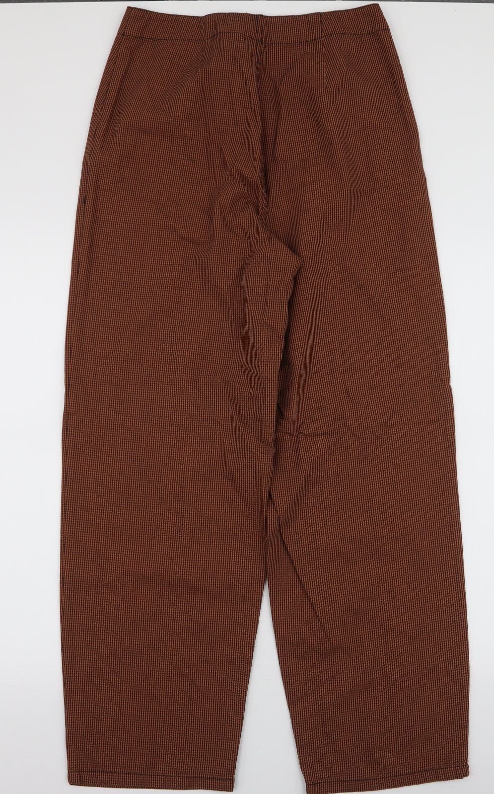 ASOS Womens Brown Houndstooth Cotton Trousers  Size 10 L28 in Regular Zip