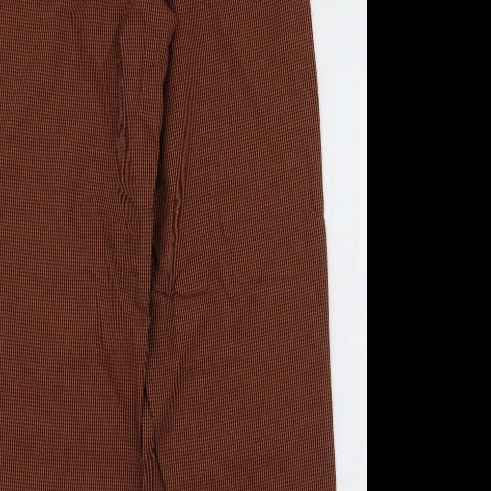 ASOS Womens Brown Houndstooth Cotton Trousers  Size 10 L28 in Regular Zip