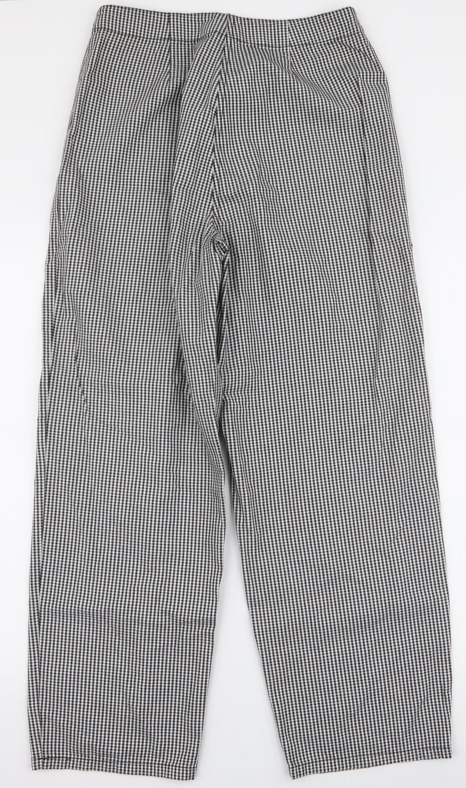 ASOS Womens Black Houndstooth Cotton Trousers  Size 10 L28 in Regular Zip