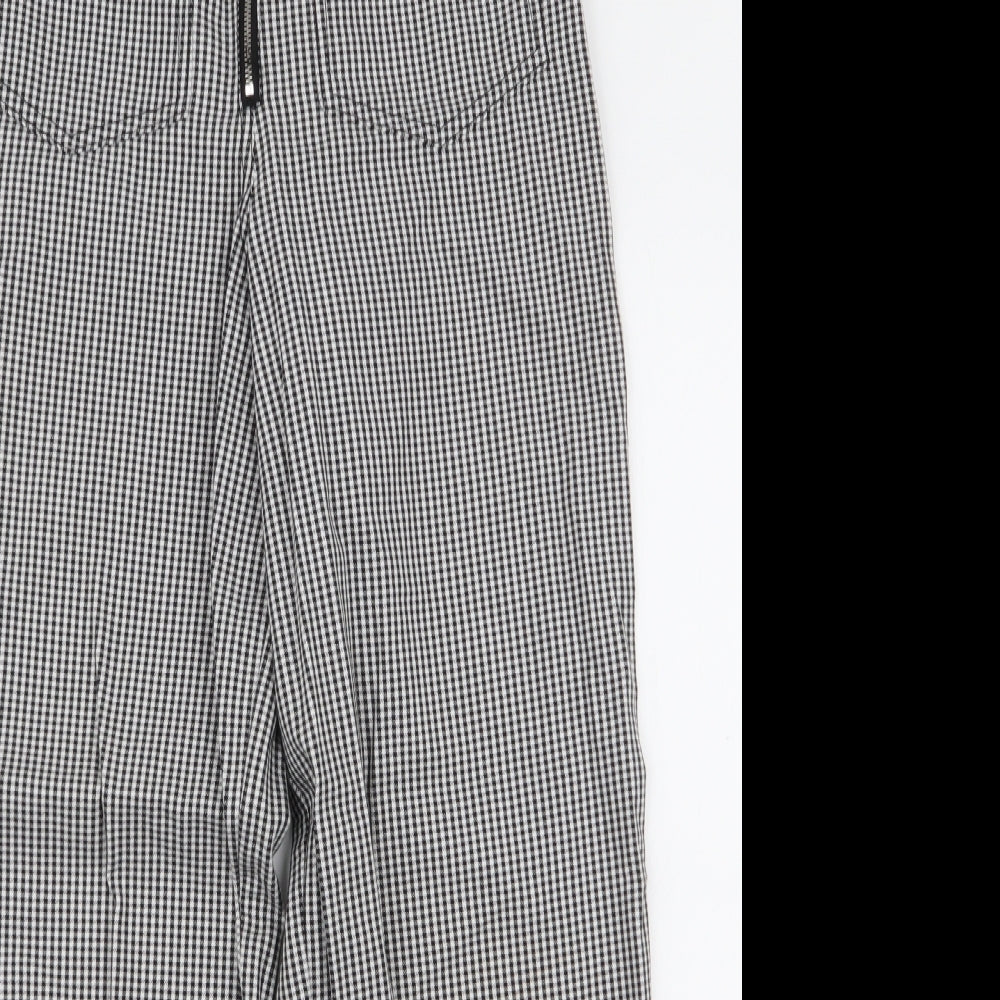 ASOS Womens Black Houndstooth Cotton Trousers  Size 10 L28 in Regular Zip