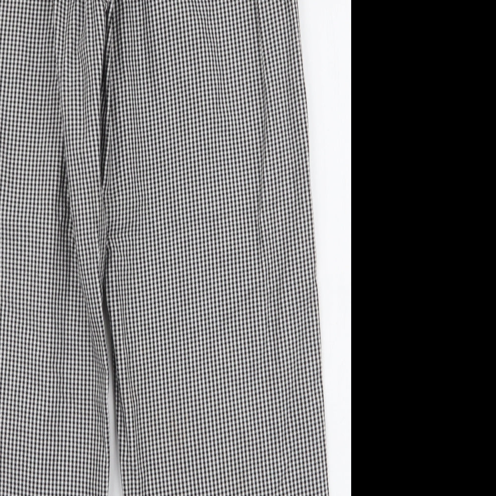 ASOS Womens Black Houndstooth Cotton Trousers  Size 10 L28 in Regular Zip