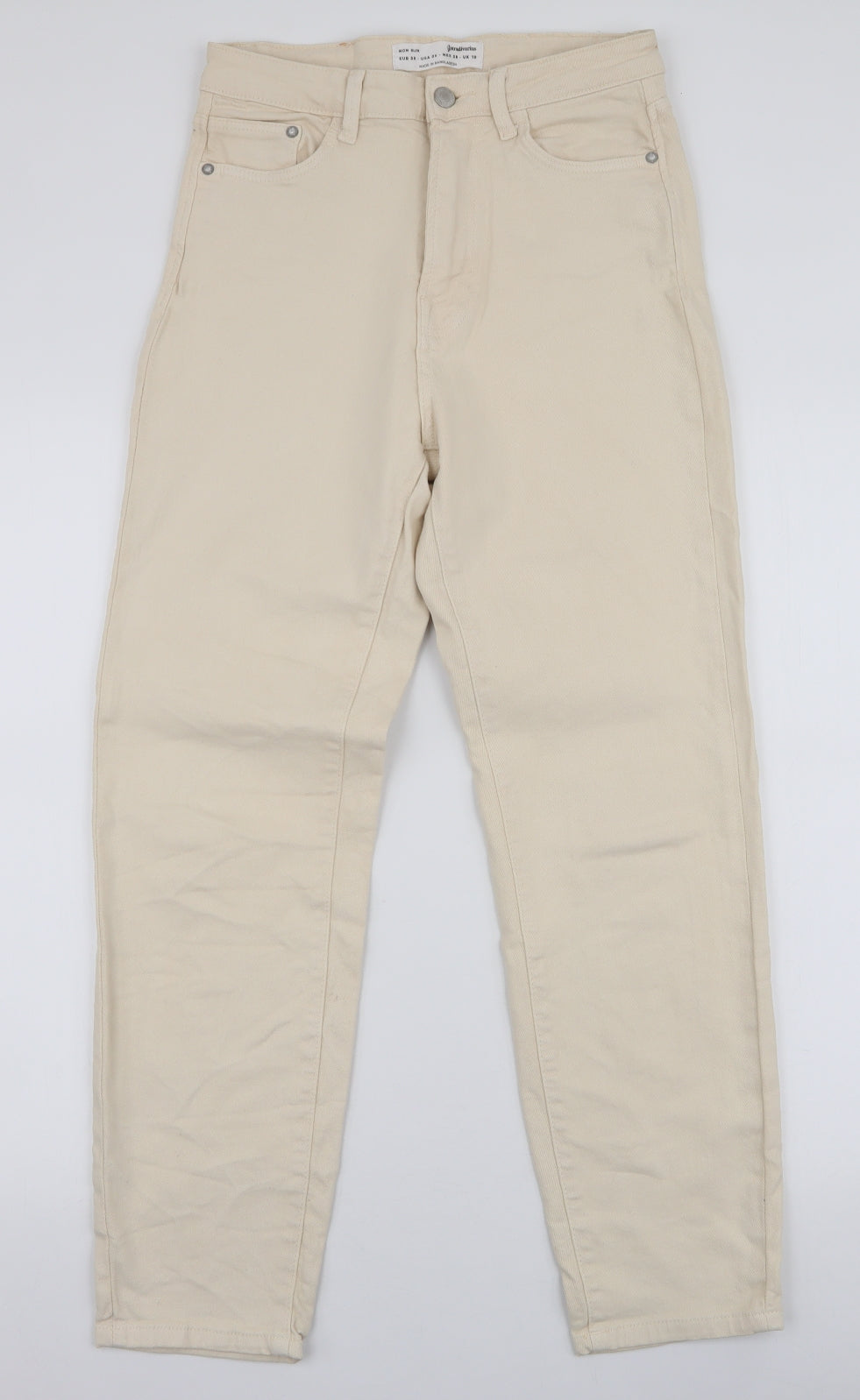 Stradivarius Womens Yellow  Cotton Mom Jeans Size 10 L27 in Slim Zip