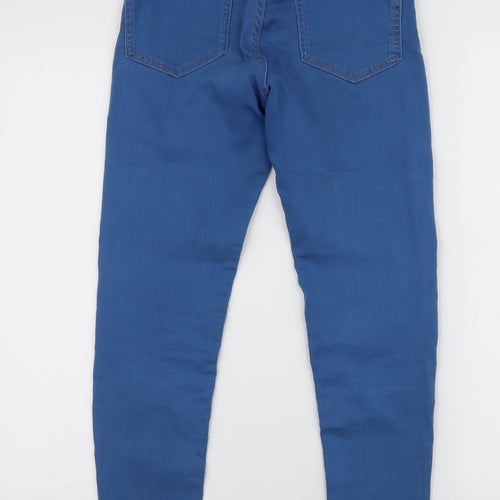 Marks and Spencer Womens Blue  Cotton Skinny Jeans Size 6 L26 in Slim Zip