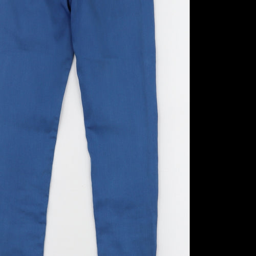 Marks and Spencer Womens Blue  Cotton Skinny Jeans Size 6 L26 in Slim Zip