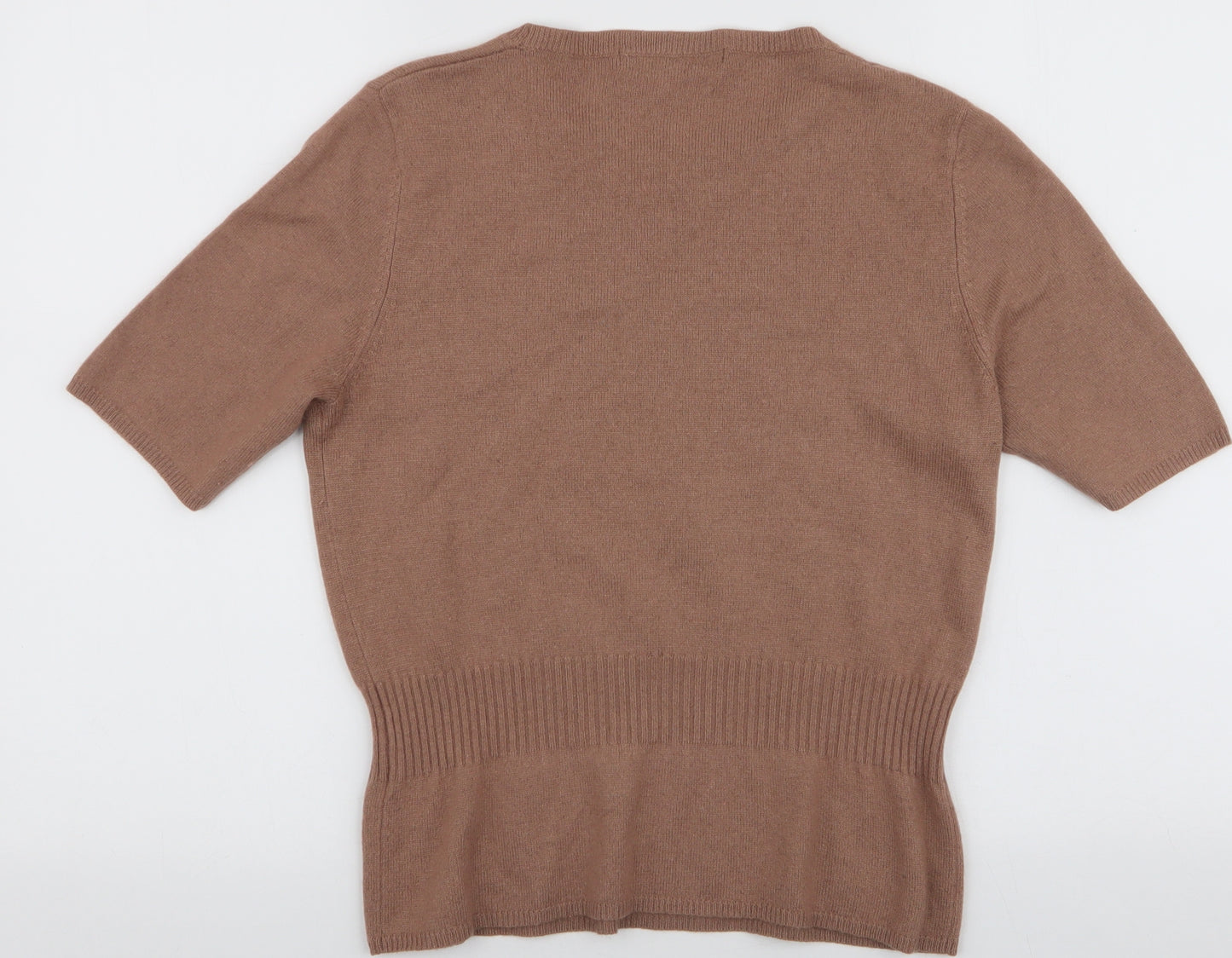 Natan Collection Womens Brown  Silk Basic Blouse Size 4 Round Neck