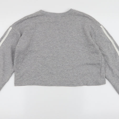 Boohoo Womens Grey Striped Polyester Pullover Sweatshirt Size 12  Pullover