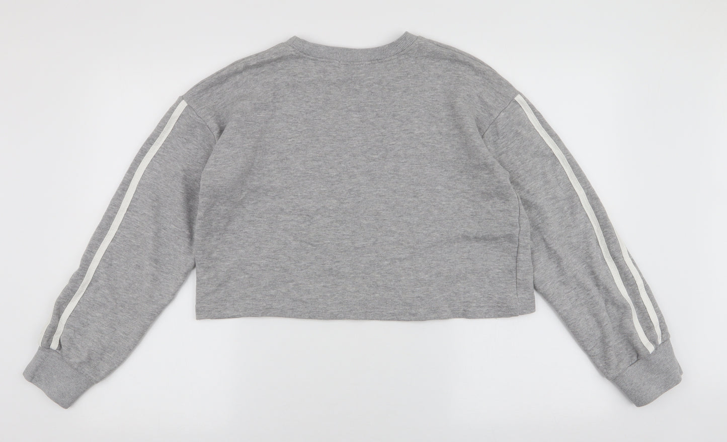 Boohoo Womens Grey Striped Polyester Pullover Sweatshirt Size 12  Pullover