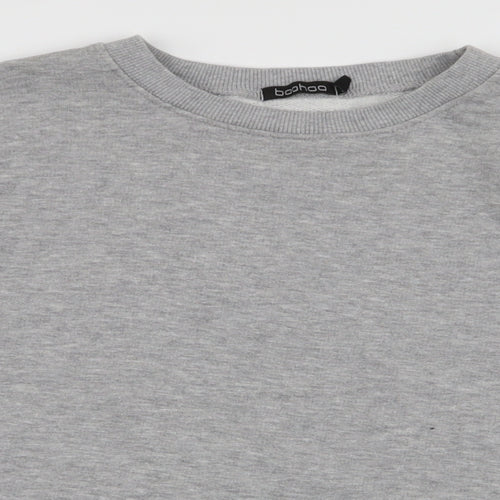 Boohoo Womens Grey Striped Polyester Pullover Sweatshirt Size 12  Pullover