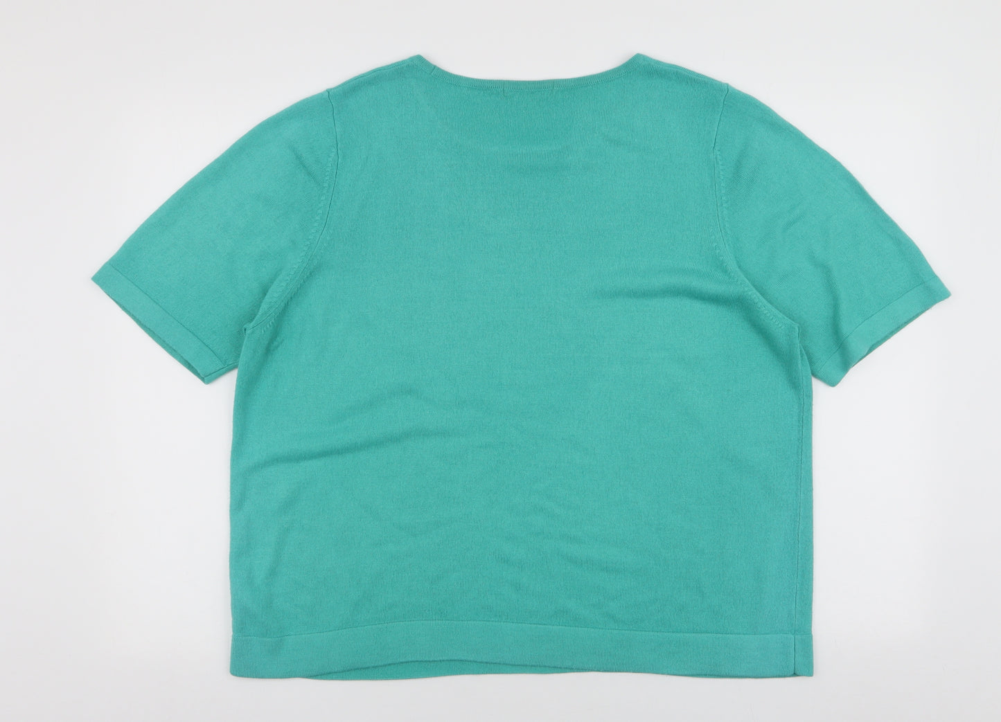 Marks and Spencer Womens Blue  Acrylic Basic T-Shirt Size 20 Round Neck