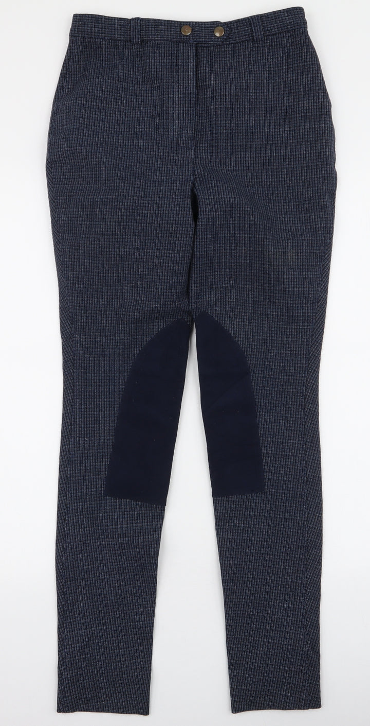 Harry Hall Womens Blue Polyester Trousers Size 27 in L29.5 in Slim Zip - Jodhpurs Riding