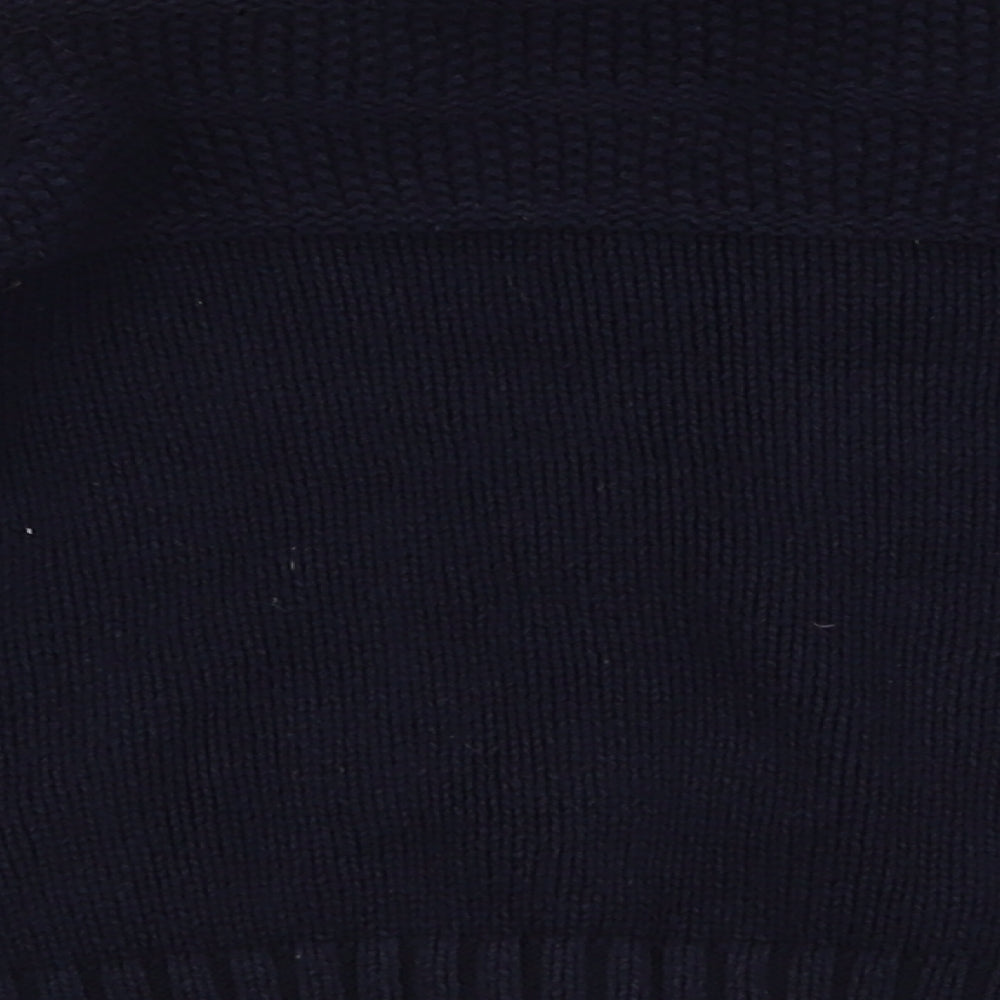Matalan Boys Blue High Neck  Cotton Cardigan Jumper Size 3-4 Years  Button