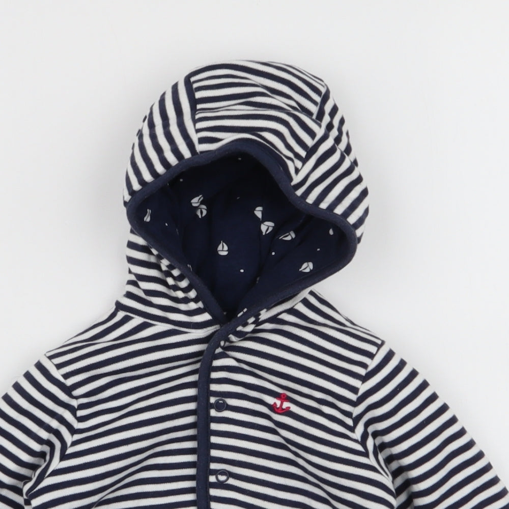 Debenhams Boys Blue Striped  Jacket  Size 6-9 Months   Snap