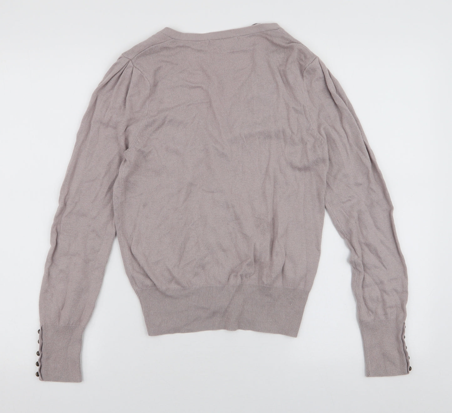 Marks and Spencer Womens Grey V-Neck  Viscose Cardigan Jumper Size 12