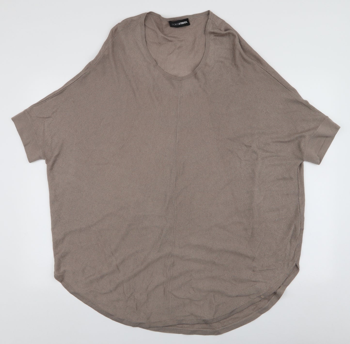 Doris Stretch Womens Beige Round Neck  Viscose Pullover Jumper Size 14