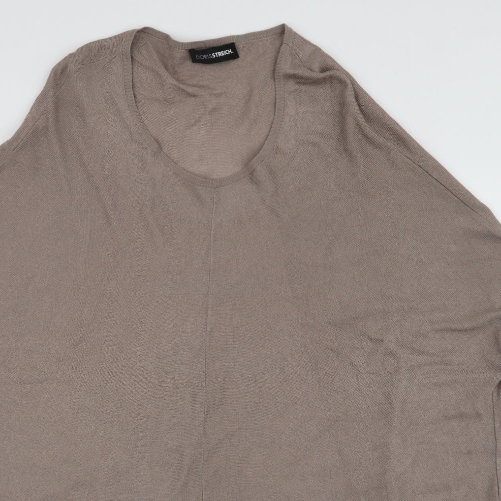 Doris Stretch Womens Beige Round Neck  Viscose Pullover Jumper Size 14