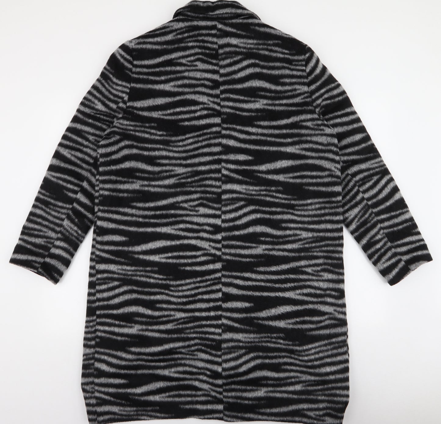 Topshop Womens Grey Animal Print  Overcoat Coat Size 16  Button