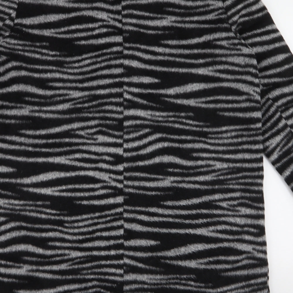 Topshop Womens Grey Animal Print  Overcoat Coat Size 16  Button