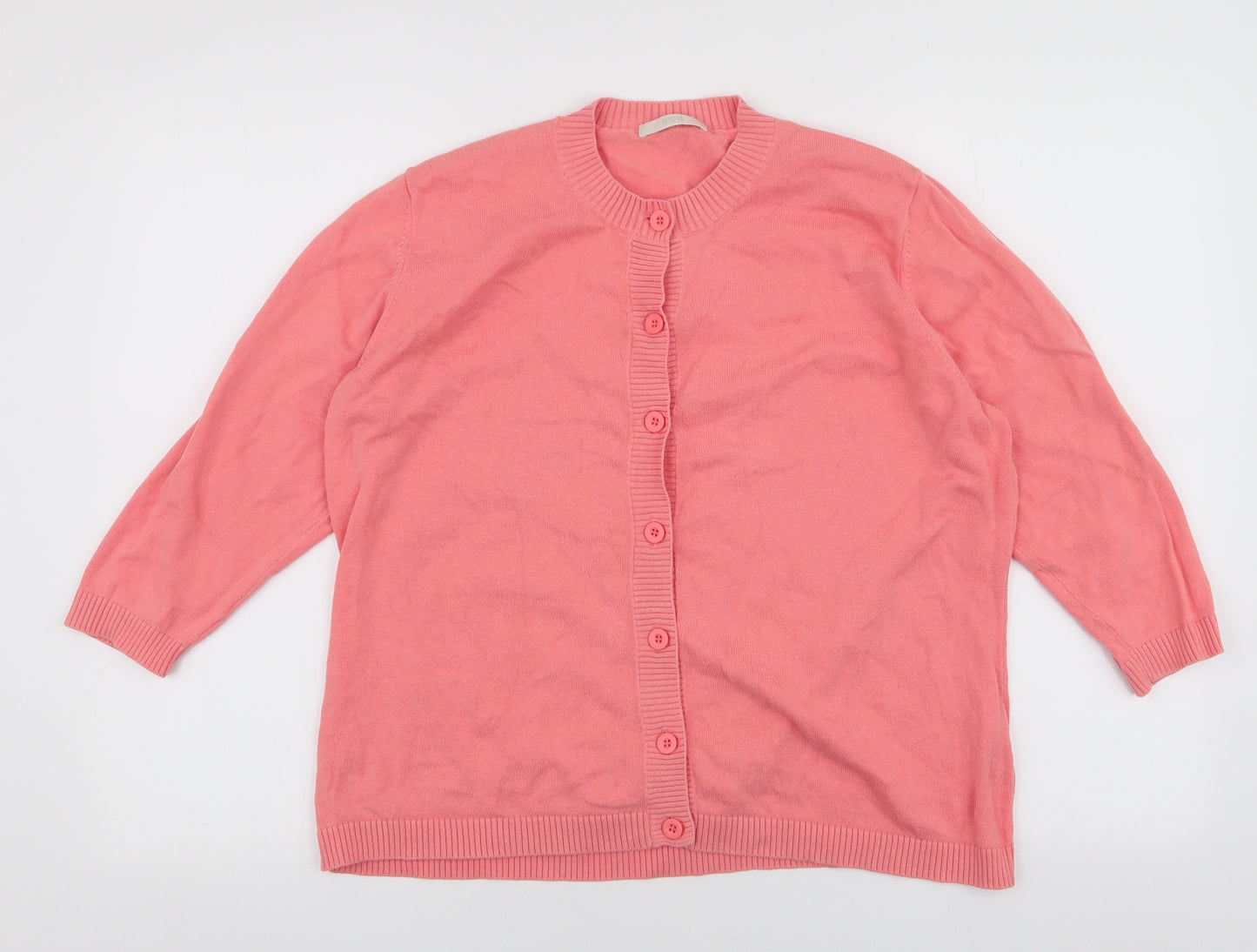 Marks and Spencer Womens Pink Round Neck  Cotton Cardigan Jumper Size 18